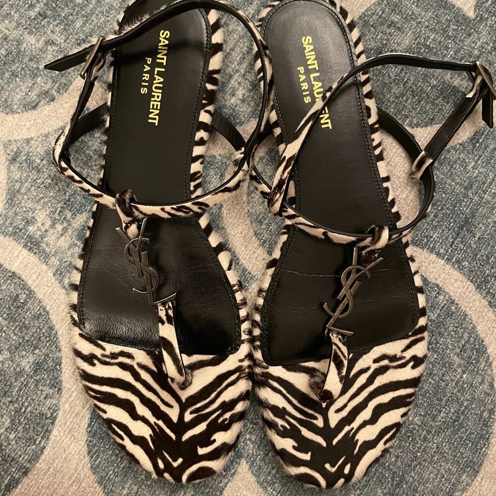 Saint Laurent YSL Cassandra Zebra Sandal Sz 40
